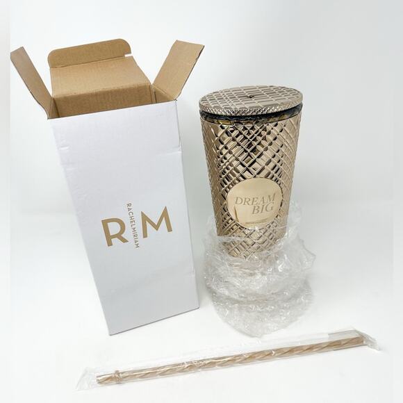 NEW Rachel Miriam Dream Big Gold Tone Reusable Tumbler - New, MSRP $48 - Picture 2 of 3